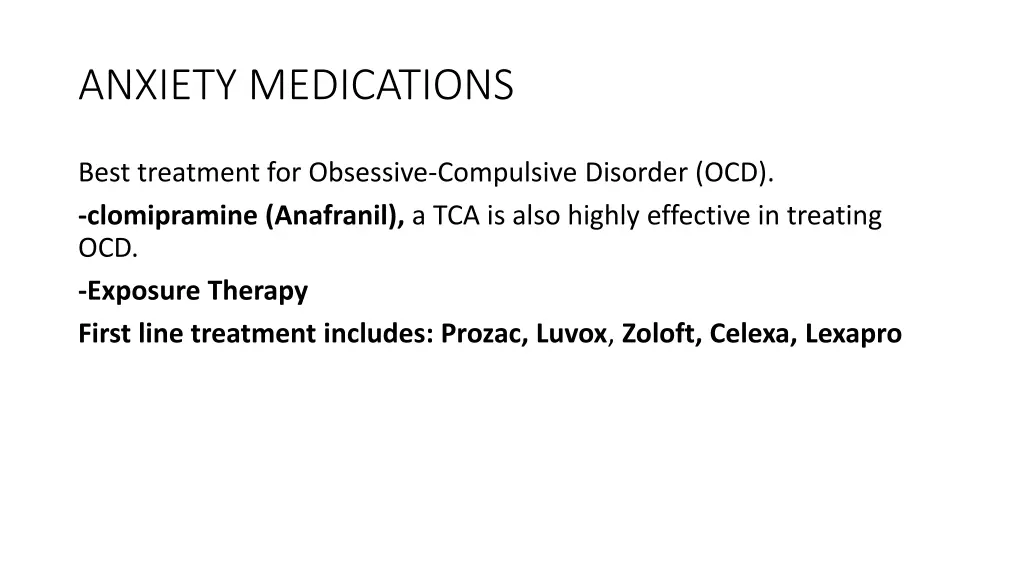 anxiety medications