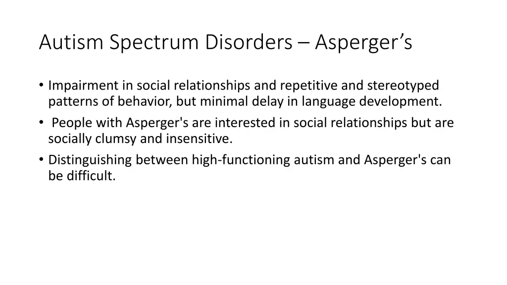 autism spectrum disorders asperger s