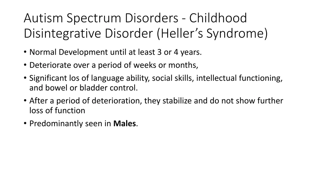 autism spectrum disorders childhood