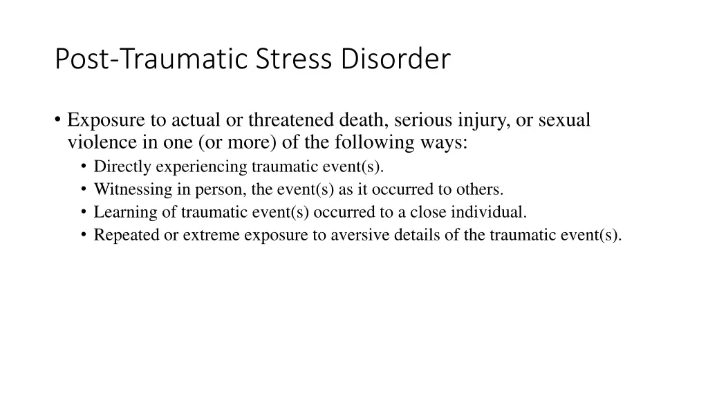 post traumatic stress disorder