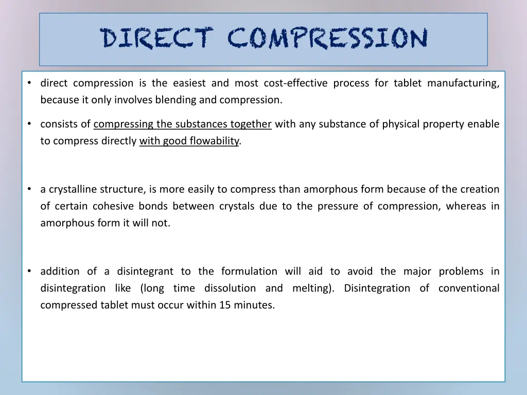 direct compression