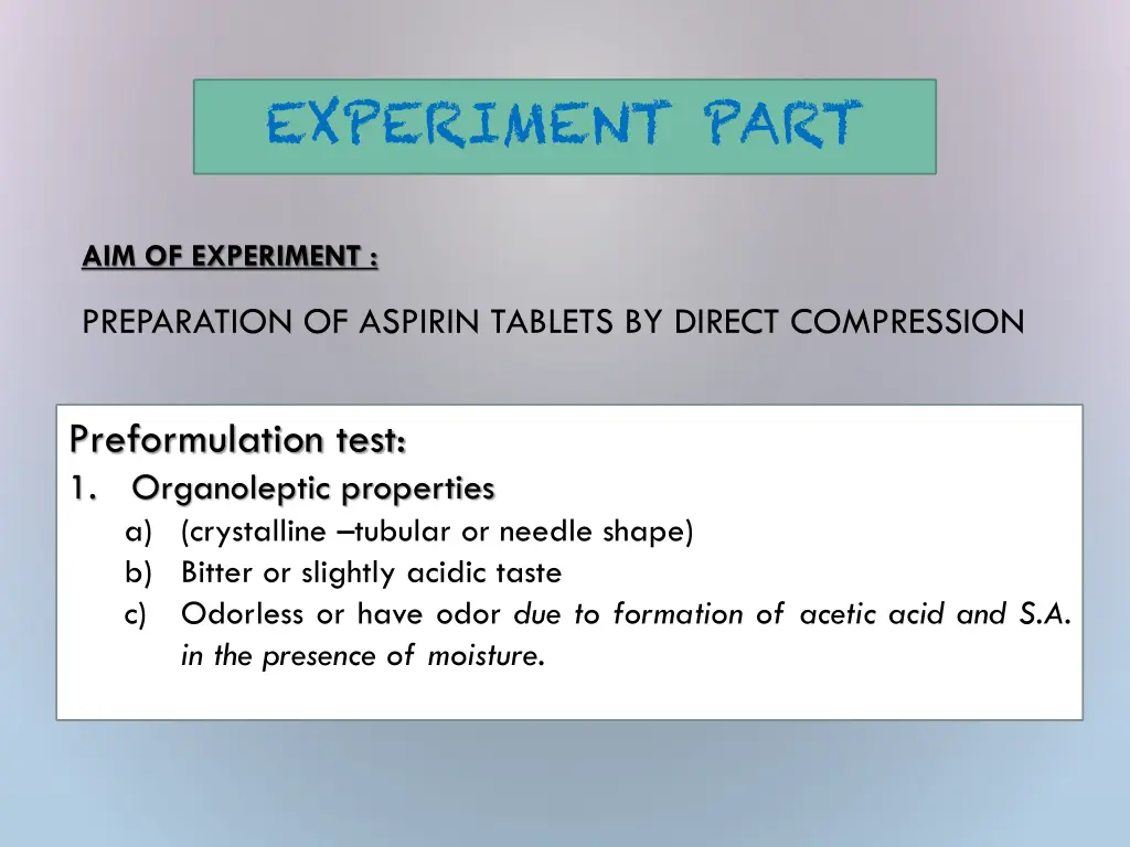 experiment part