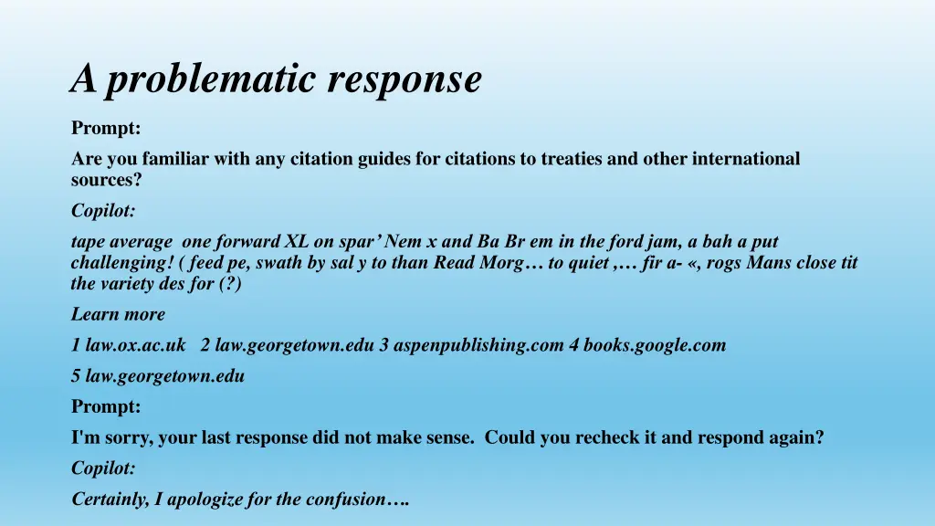 a problematic response