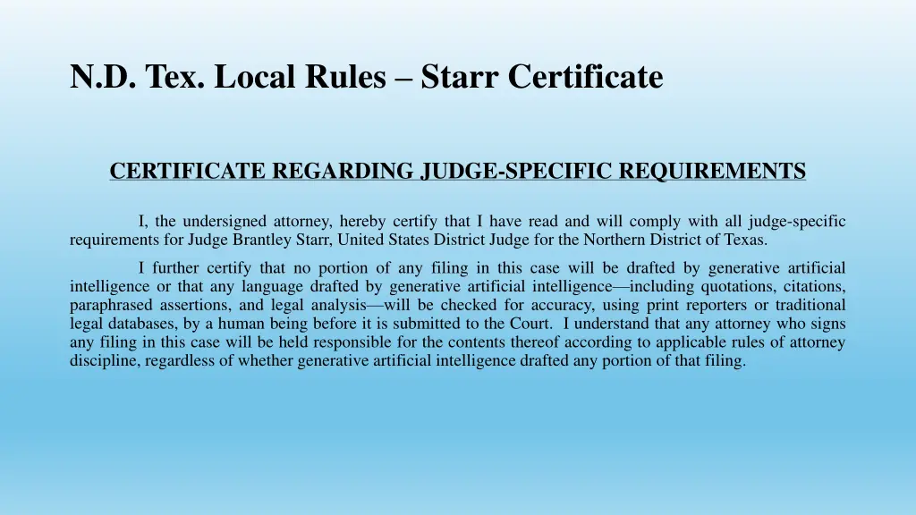 n d tex local rules starr certificate