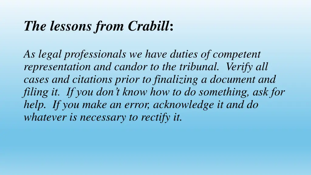 the lessons from crabill