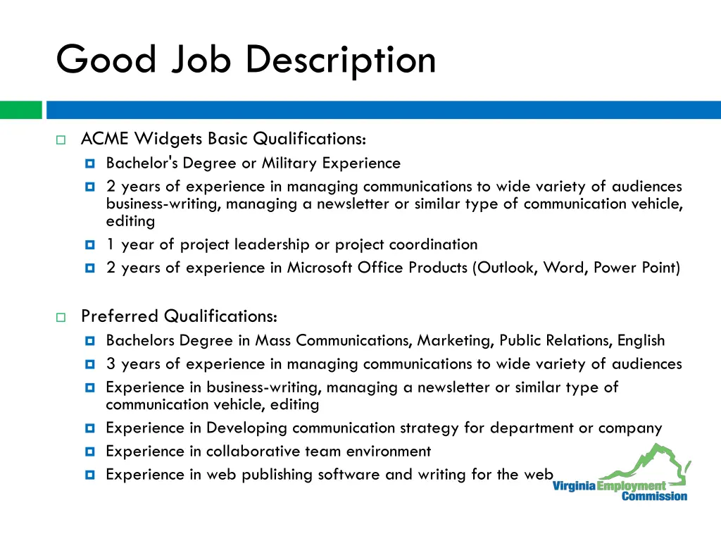 good job description