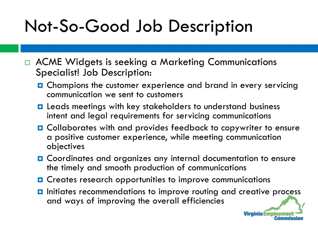 not so good job description