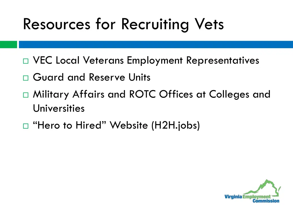 resources for recruiting vets