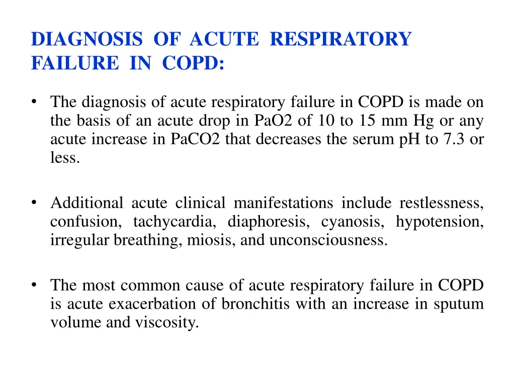 diagnosis of acute respiratory failure in copd