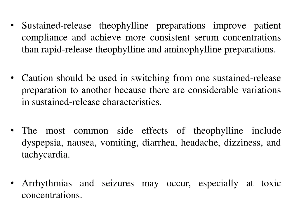 sustained release theophylline preparations