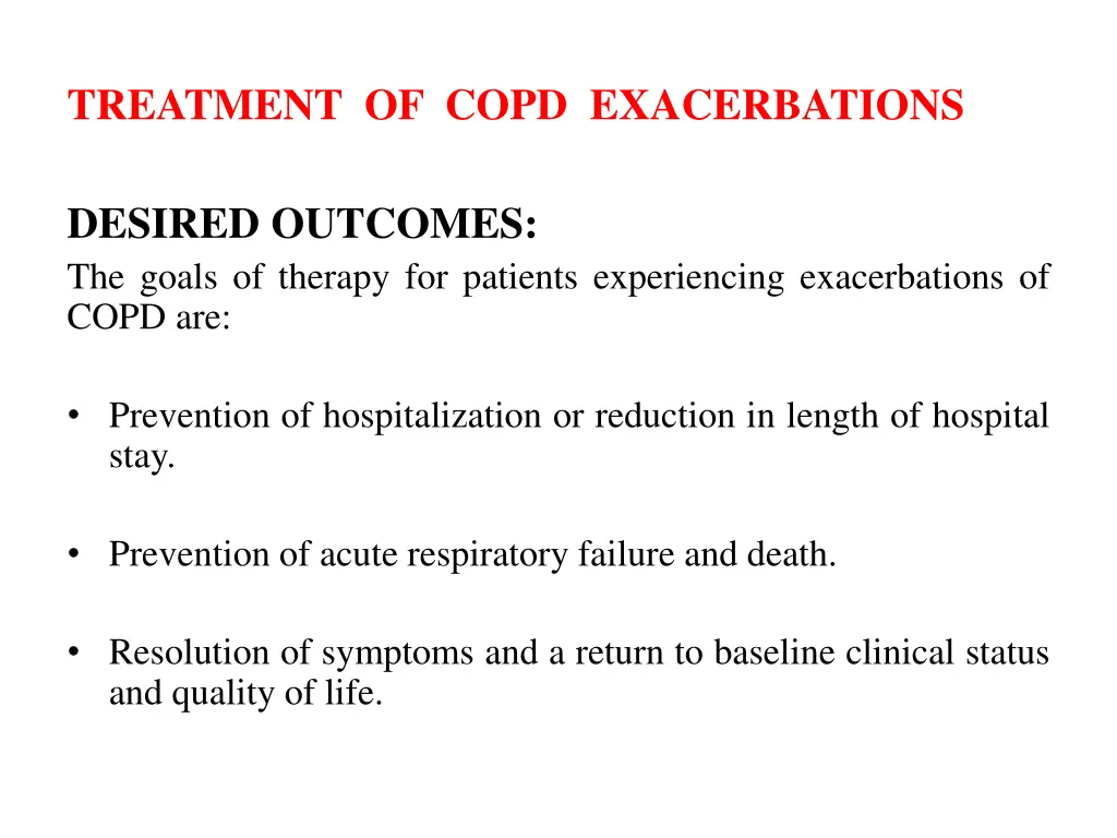 treatment of copd exacerbations