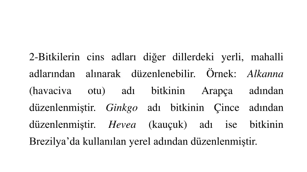 2 bitkilerin cins adlar di er dillerdeki yerli