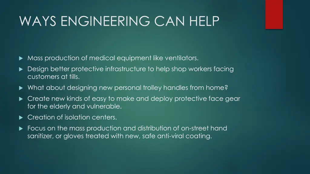ways engineering can help