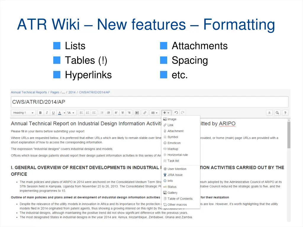 atr wiki new features formatting