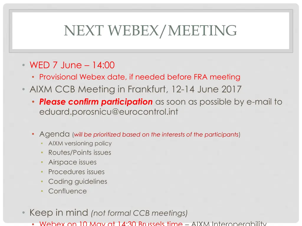 next webex meeting