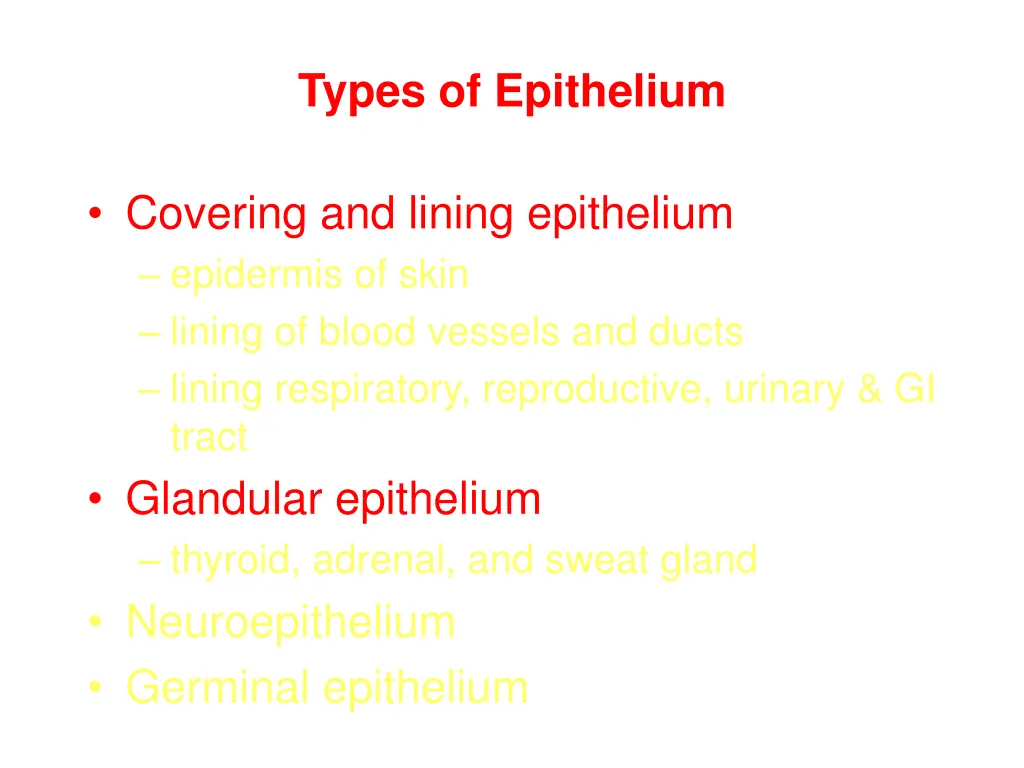 types of epithelium