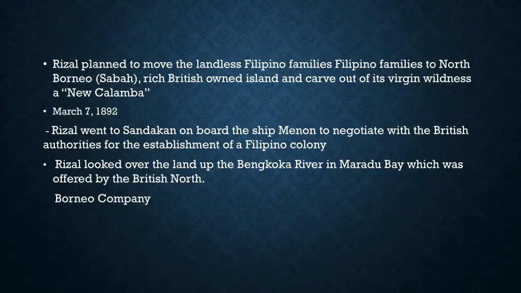 rizal planned to move the landless filipino