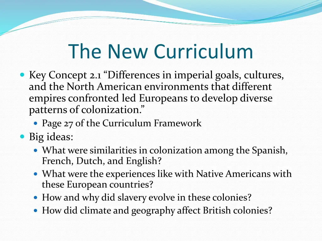 the new curriculum
