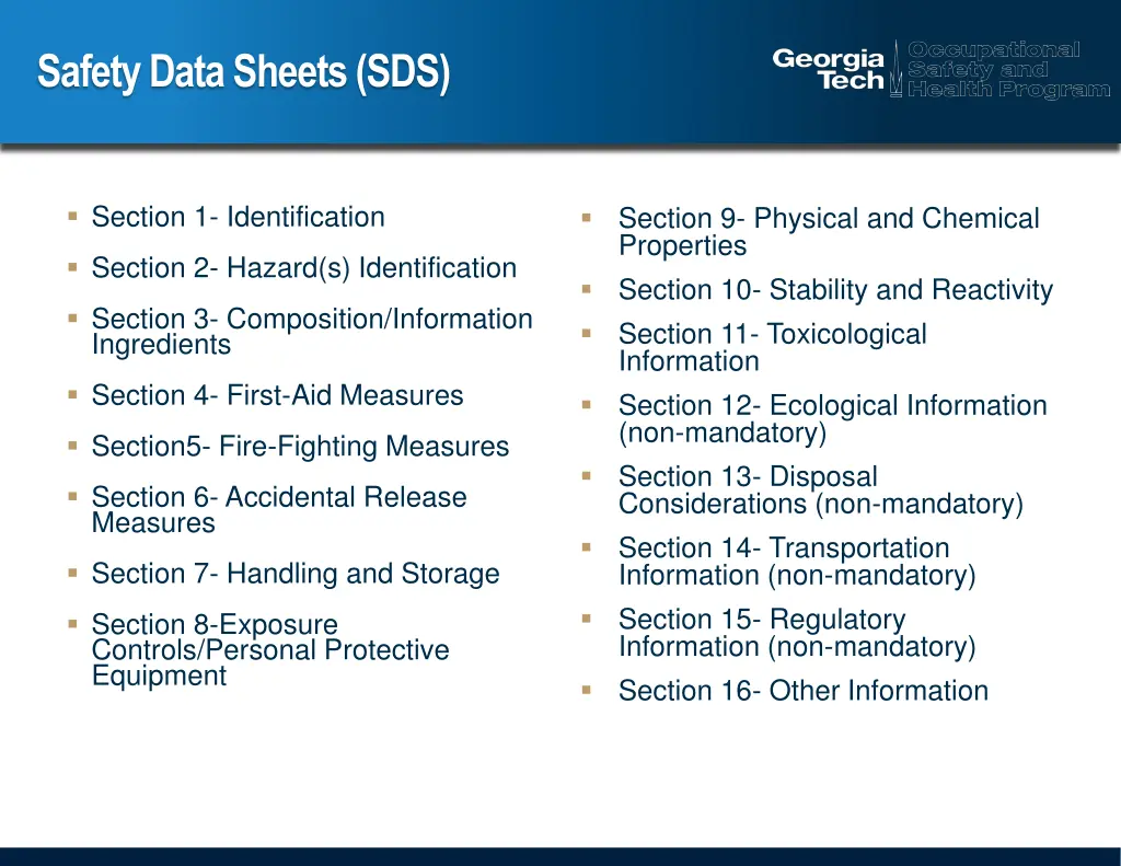 safety data sheets sds