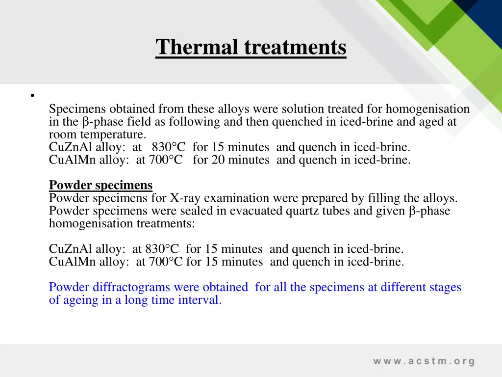thermal treatments