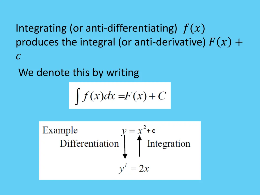 integrating or anti differentiating produces