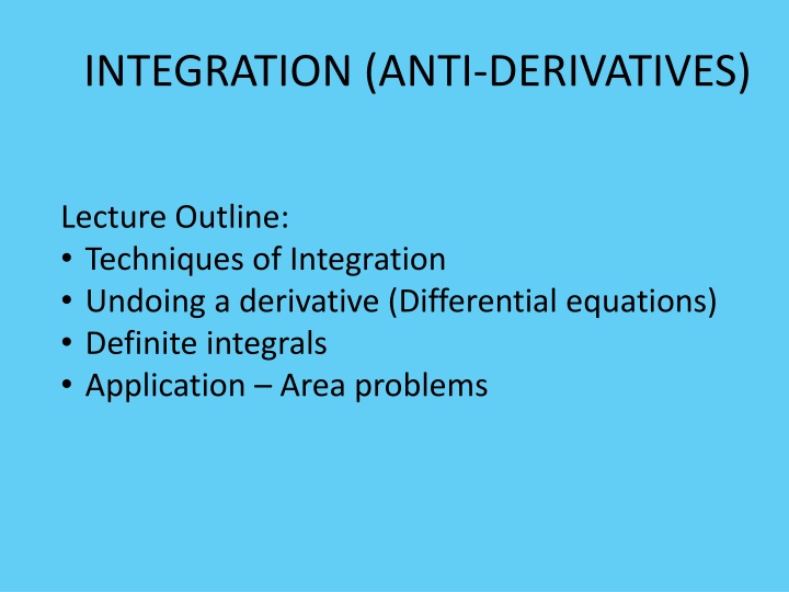 integration anti derivatives