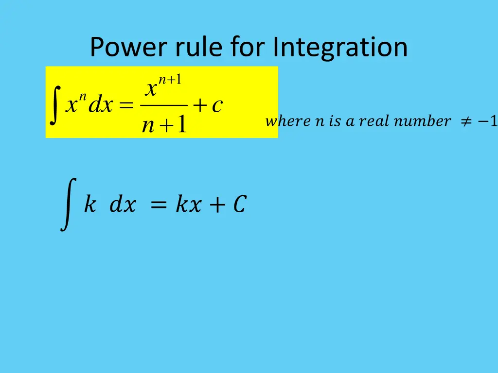 power rule for integration c n 1