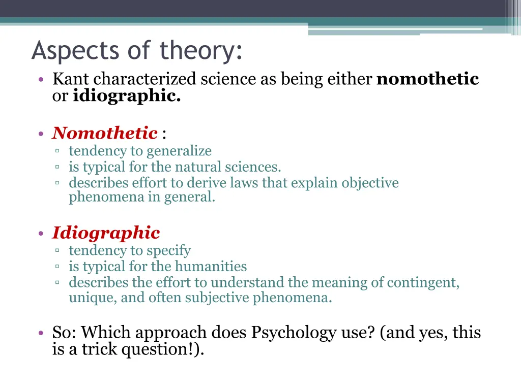 aspects of theory kant characterized science