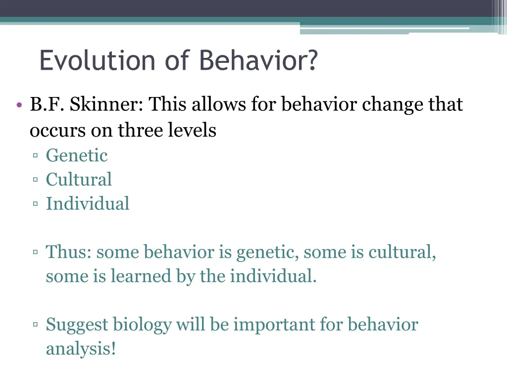 evolution of behavior 1