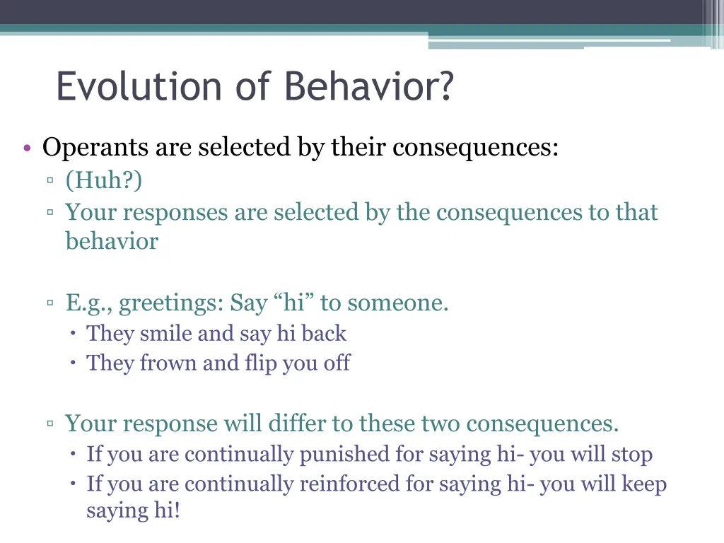 evolution of behavior 2