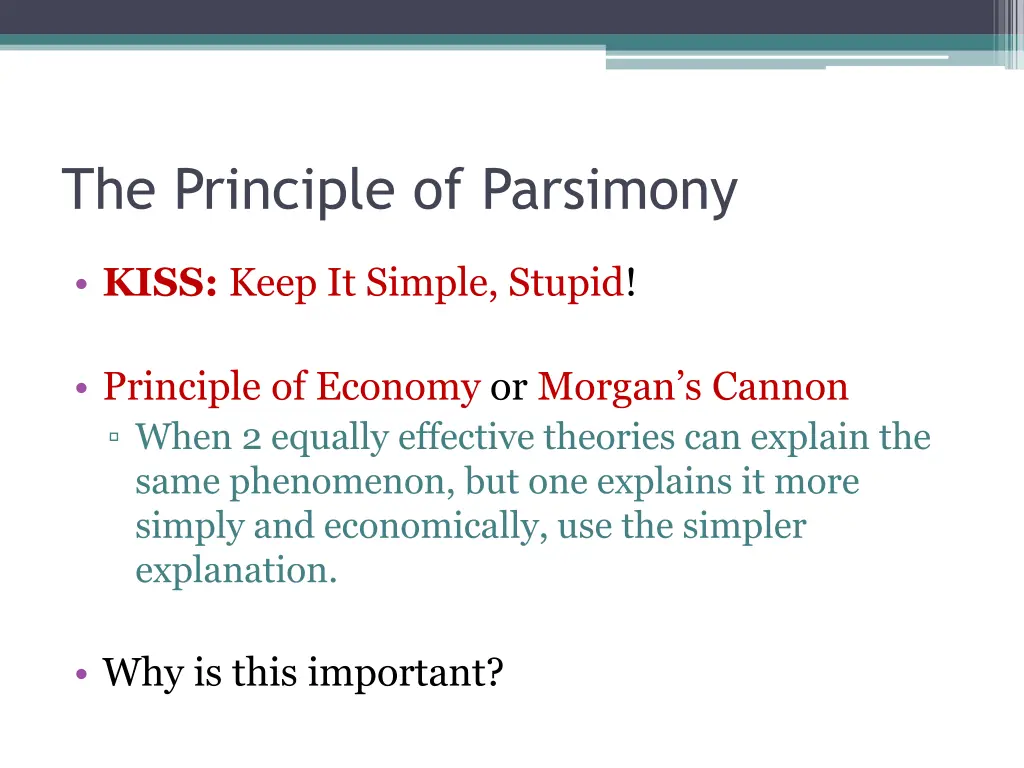 the principle of parsimony