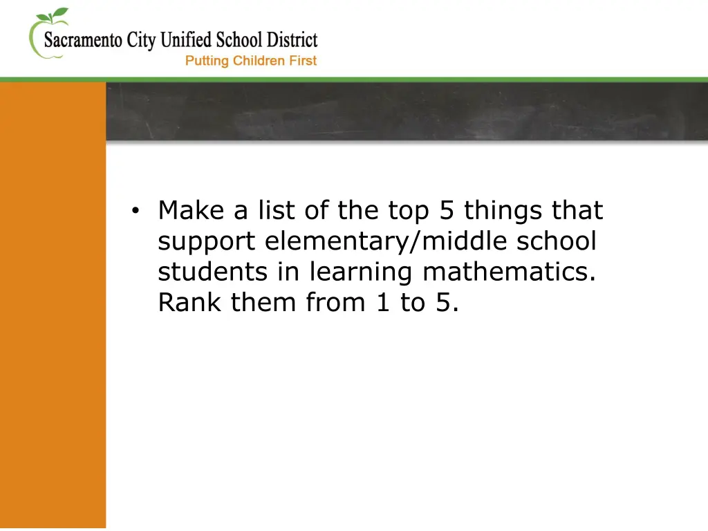 make a list of the top 5 things that support