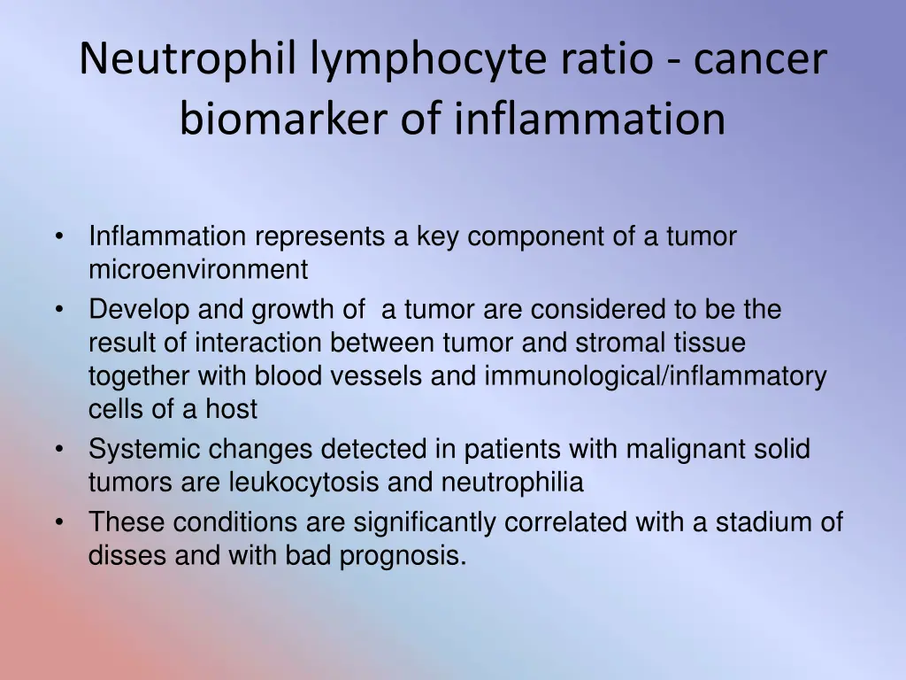 neutrophil lymphocyte ratio cancer biomarker