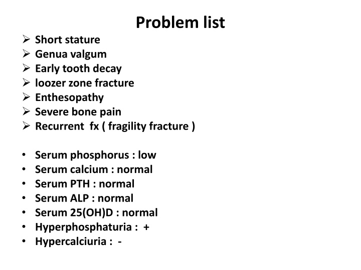 problem list