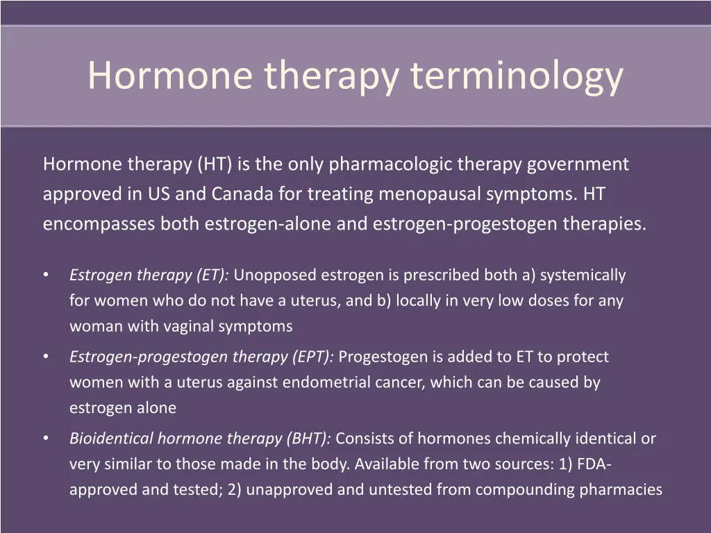hormone therapy terminology