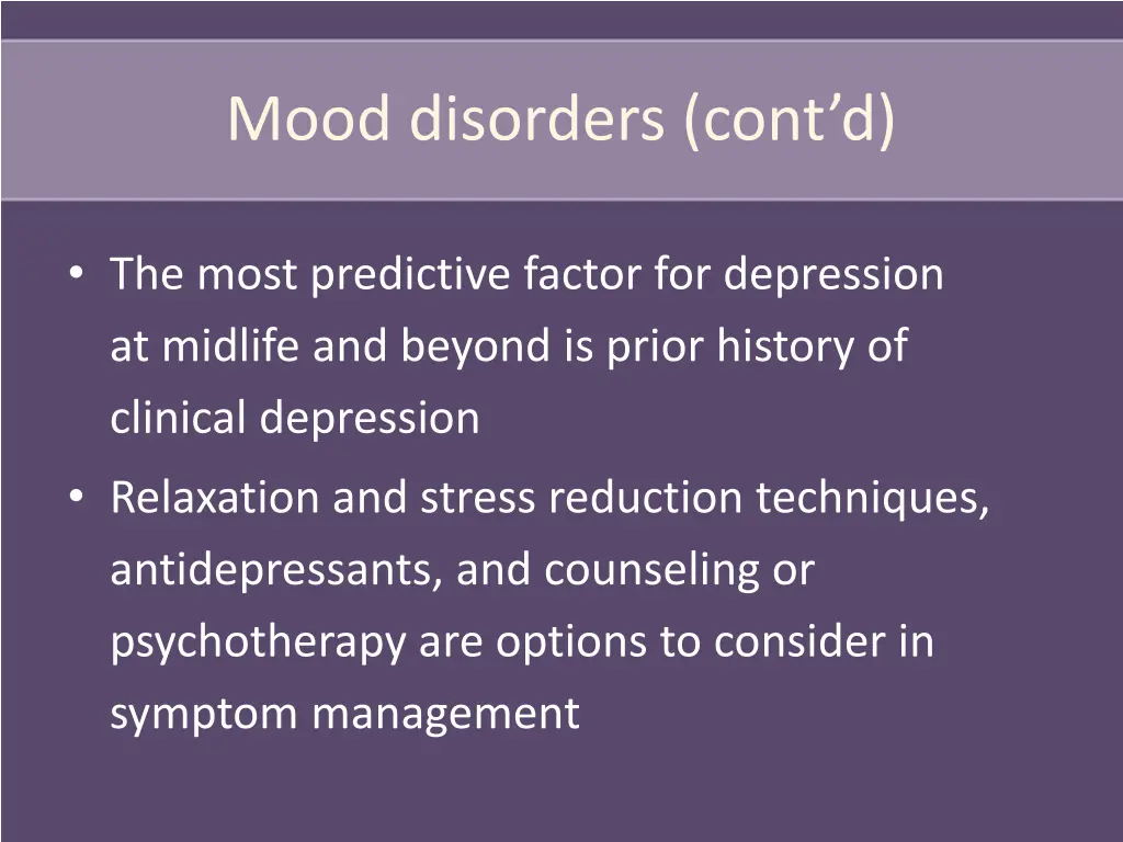 mood disorders cont d