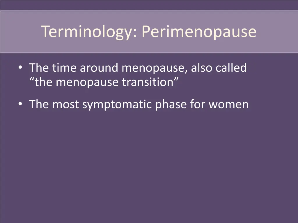 terminology perimenopause