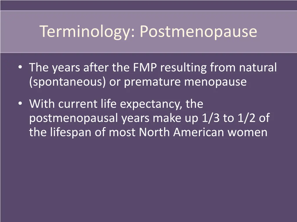 terminology postmenopause