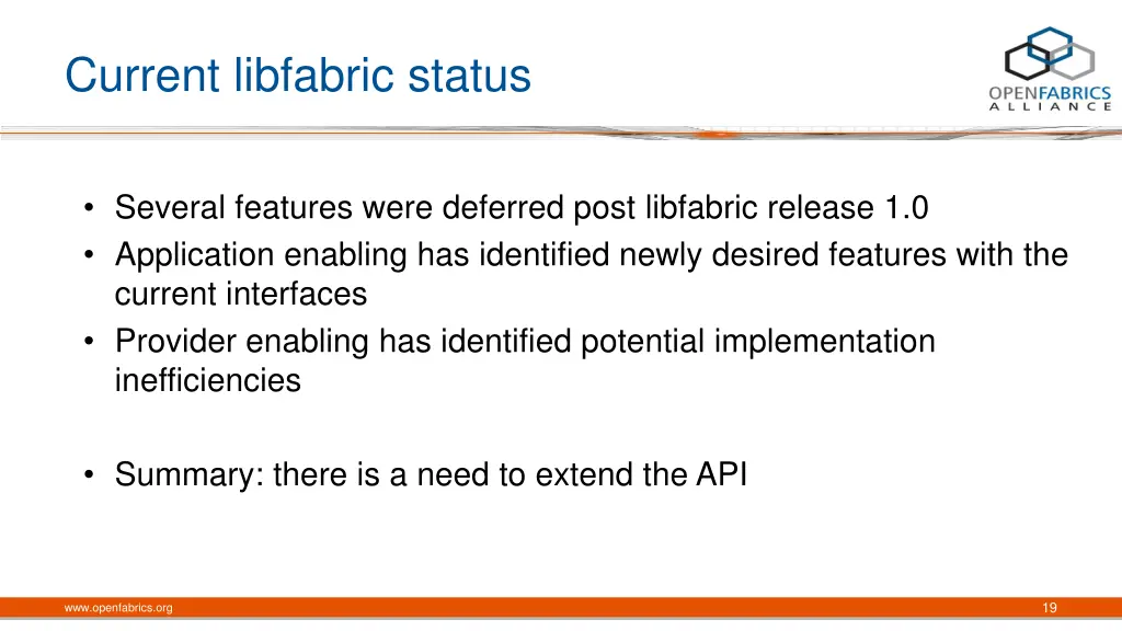 current libfabric status