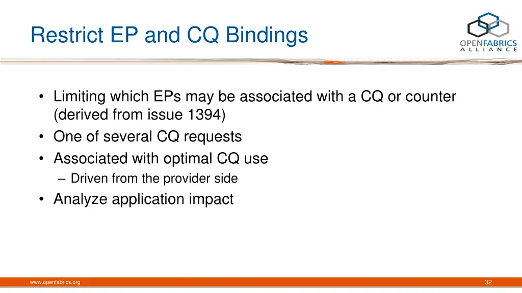 restrict ep and cq bindings