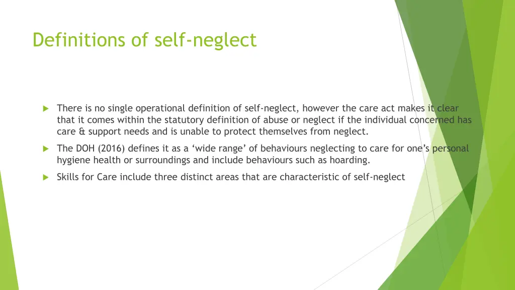 definitions of self neglect