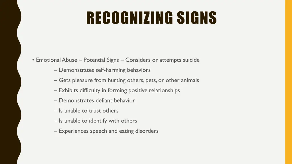 recognizing signs 1