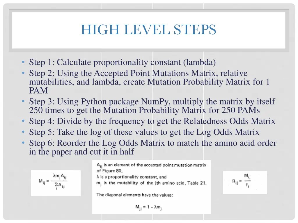 high level steps