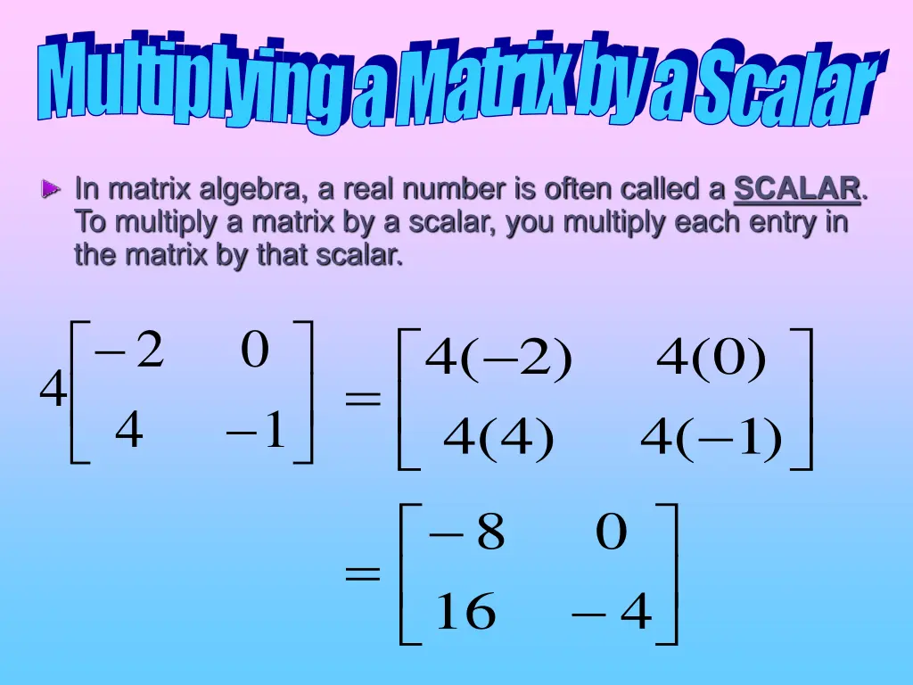 multiplying a matrix by a scalar