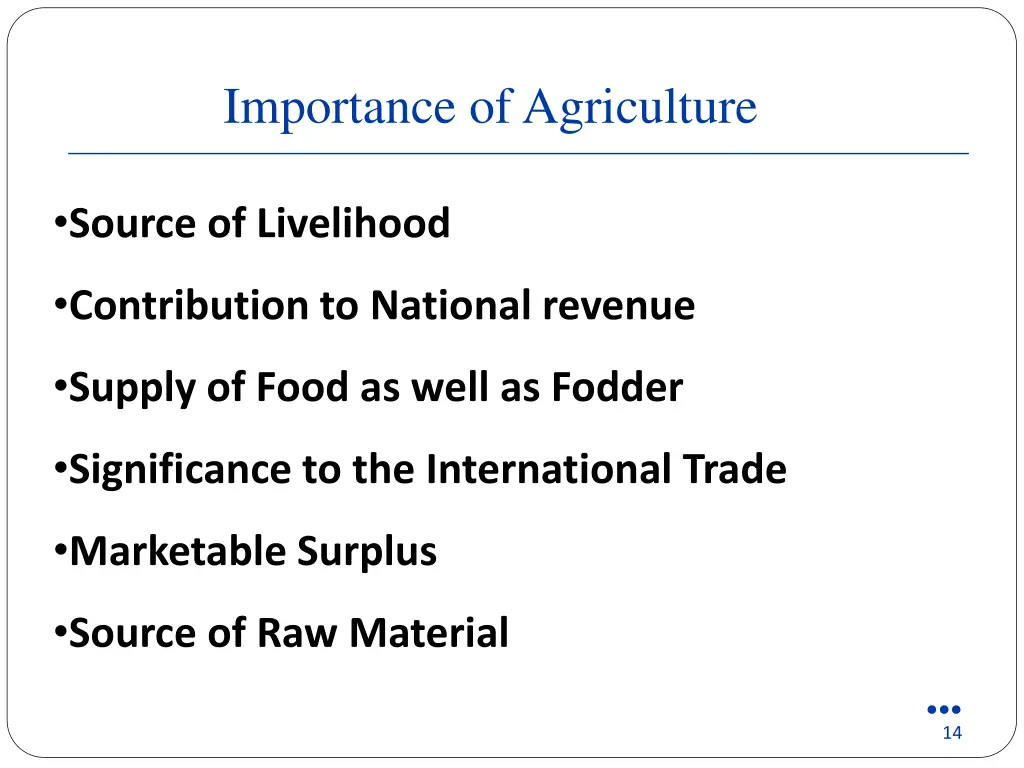 importance of agriculture