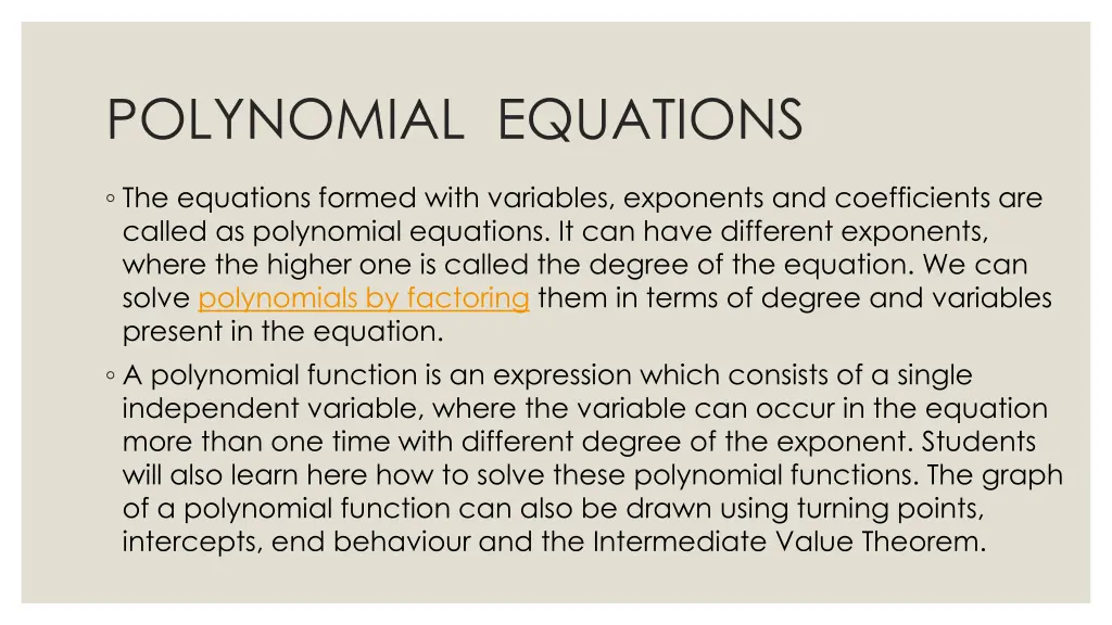 polynomial equations