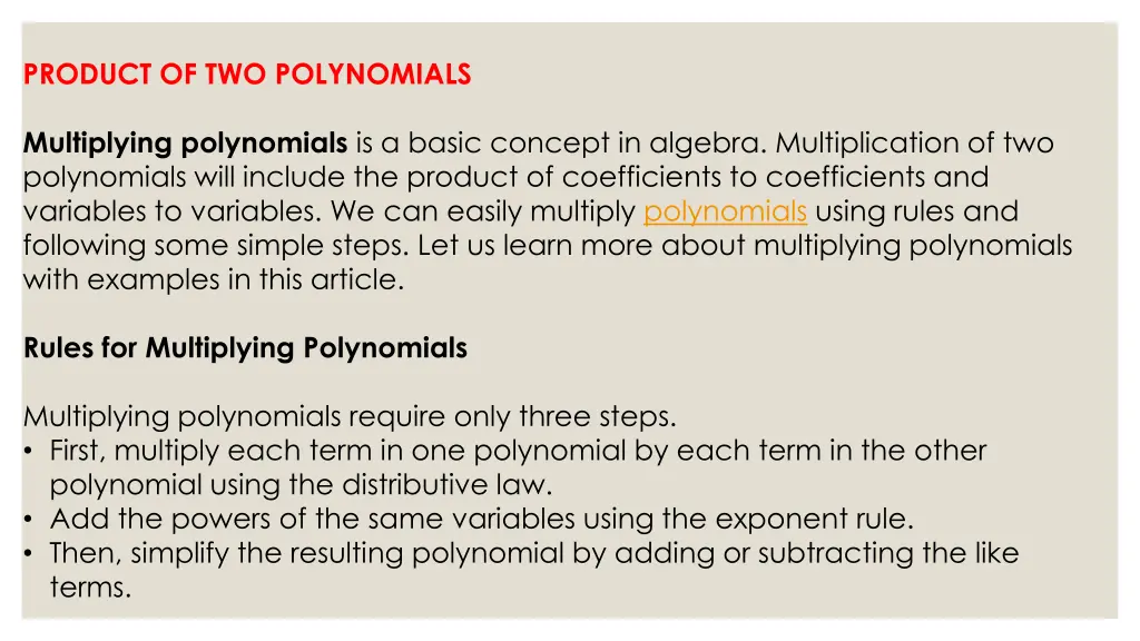 product of two polynomials