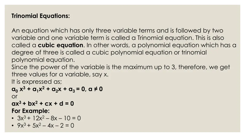 trinomial equations