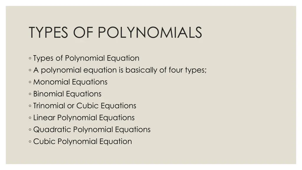 types of polynomials