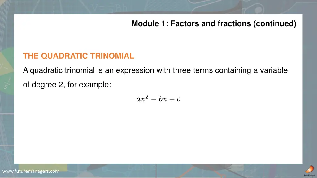module 1 factors and fractions continued